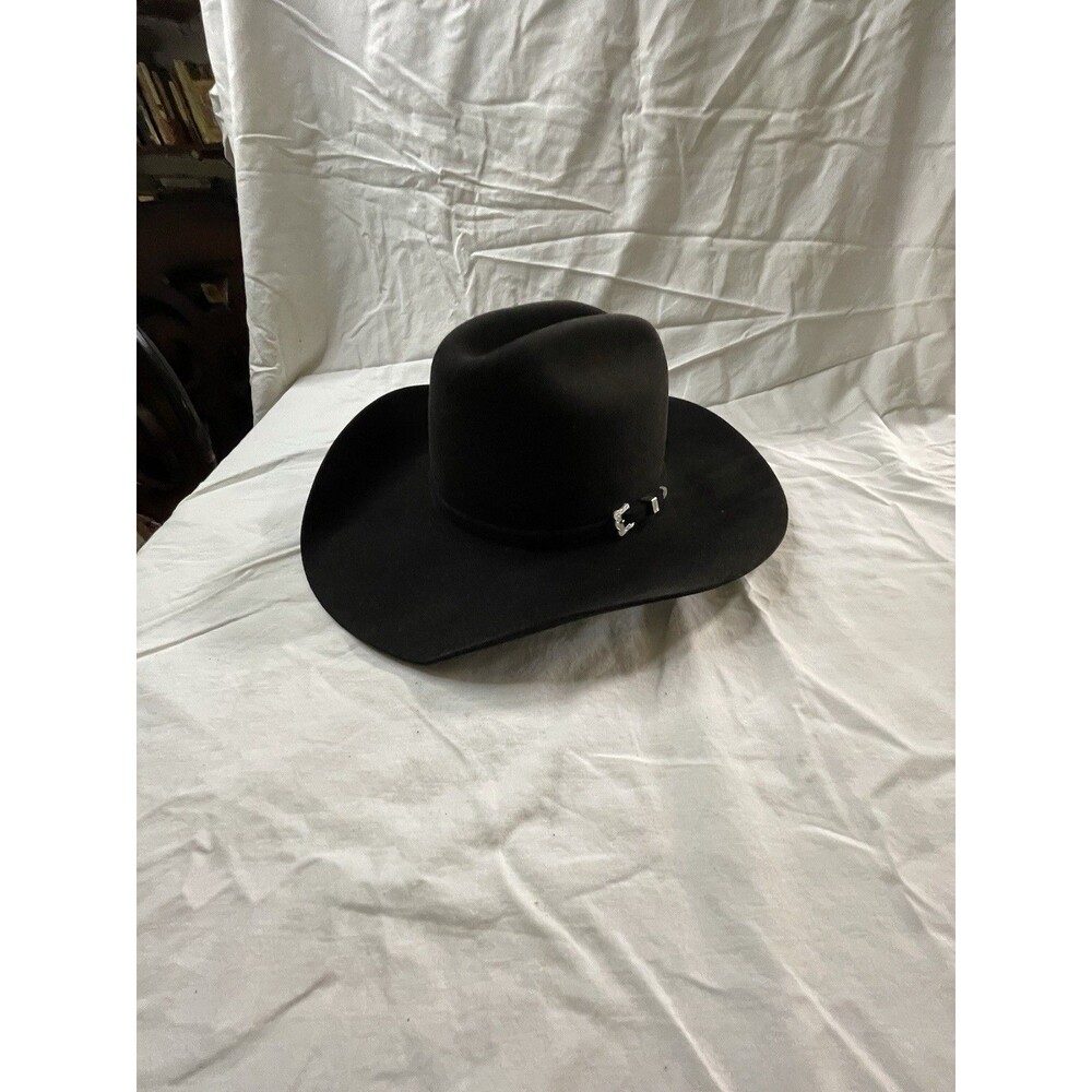 VTG Rodeo King 7x Beaver Quality Black Felt/Fur Cowboy Hat Size 6 5/8 - 6 1/2